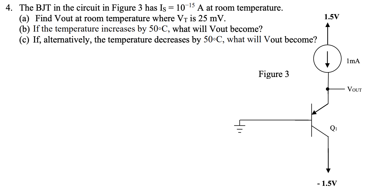 Solved 1.5V 4. The BJT in the circuit in Figure 3 has Is =
