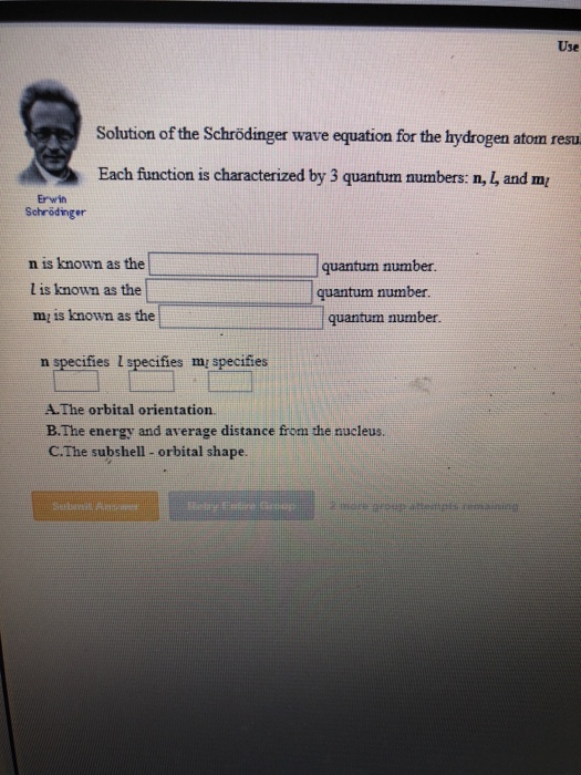 Solved Us Solution of the Schrödinger wave equation for the | Chegg.com