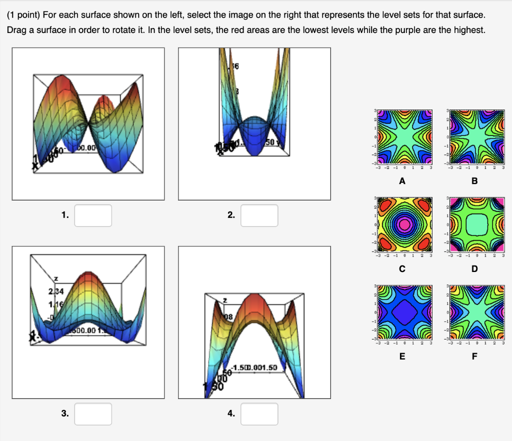 Solved (1 point) For each surface shown on the left, select