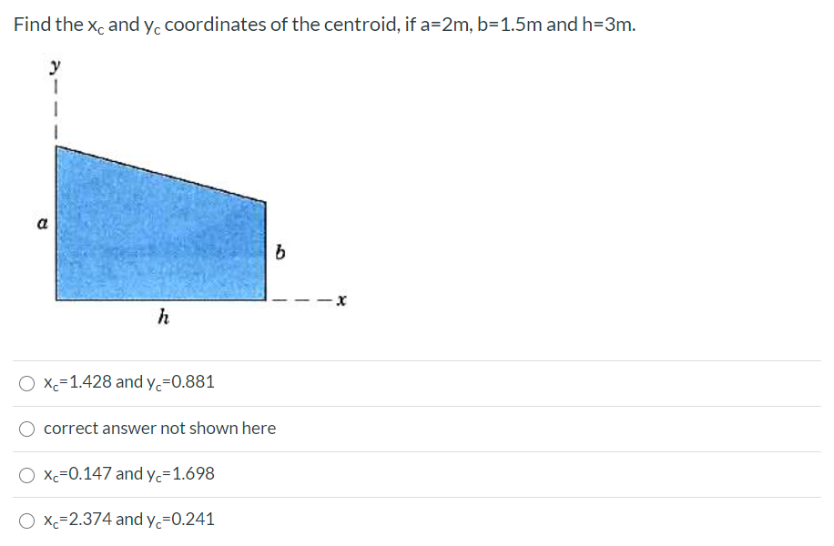 Solved Find the xc and y, coordinates of the centroid, if | Chegg.com