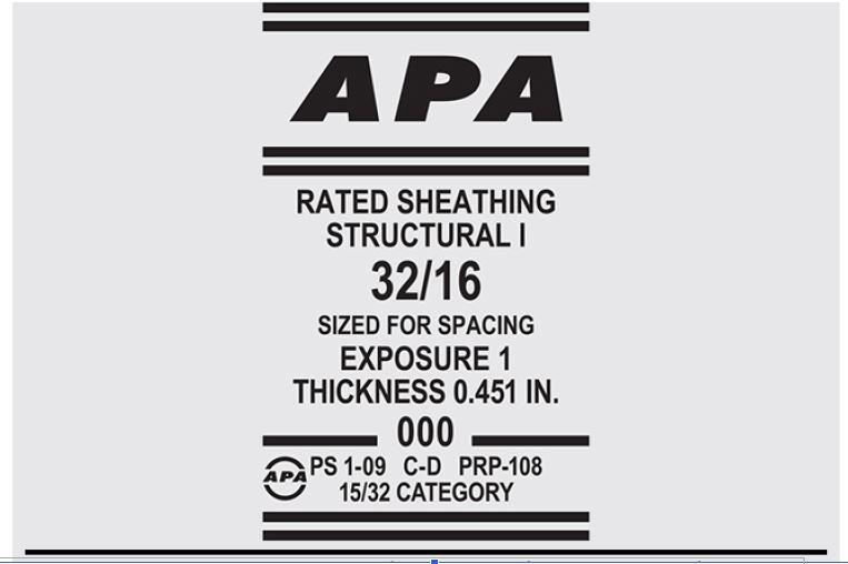 Solved APA RATED SHEATHING STRUCTURALI 32/16 SIZED FOR