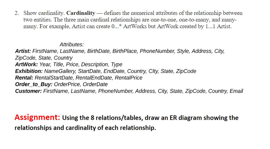 Solved Class Project \# 2 - Relationships and Cardinalities | Chegg.com