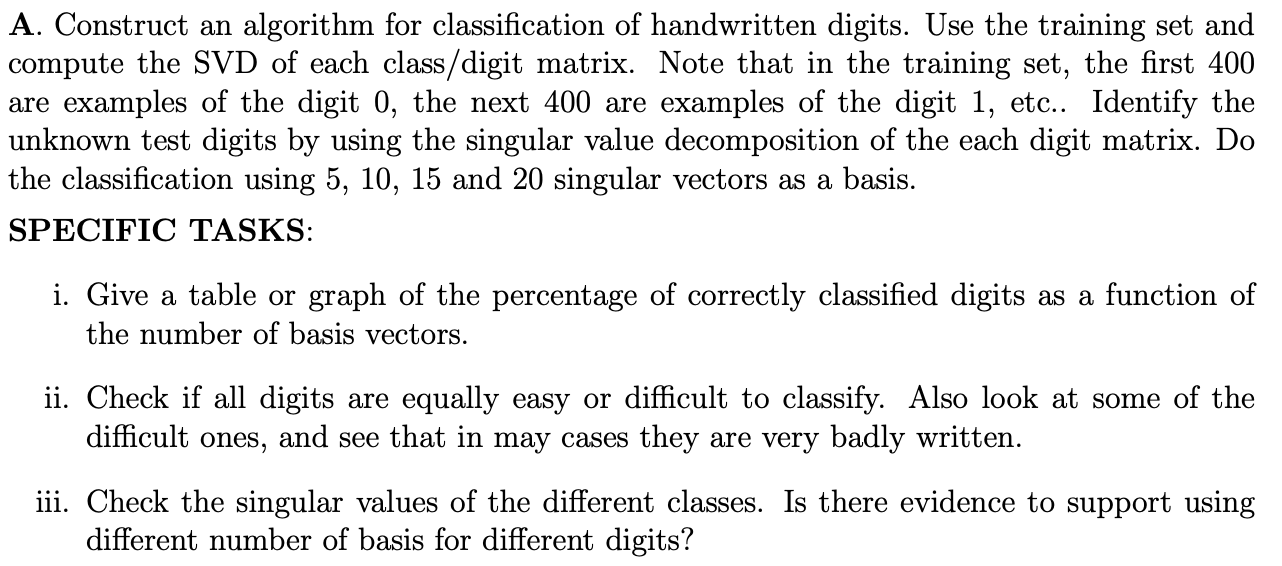 A. Construct an algorithm for classification of | Chegg.com