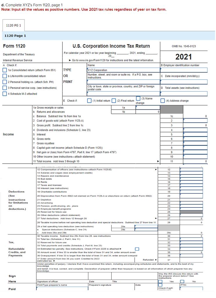 Solved XYZ is a calendaryear corporation that began