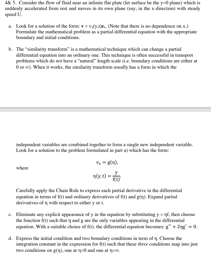 4\& 5. Consider the flow of fluid near an infinite | Chegg.com