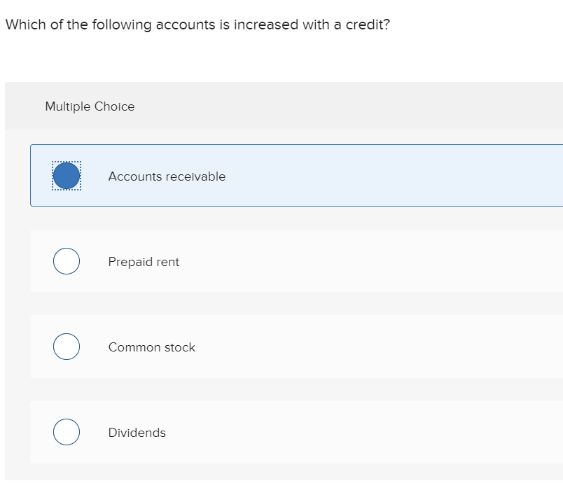 Solved Which of the following accounts is increased with a | Chegg.com