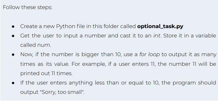 Solved Follow these steps: Create a new Python file in this | Chegg.com