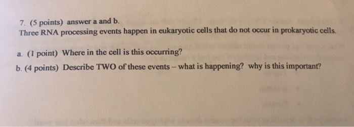 Solved 7. (5 points) answer a and b. Three RNA processing | Chegg.com