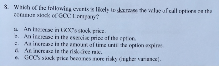 Solved Which of the following events is likely to decrease | Chegg.com