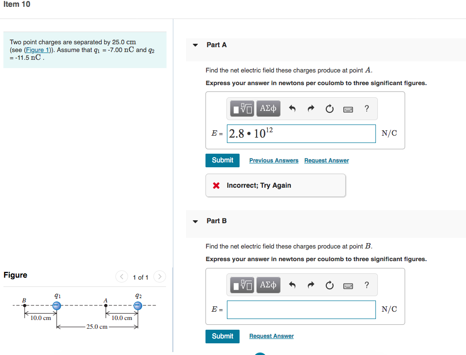 Solved Two point charges are separated by 25.0 cm (see | Chegg.com