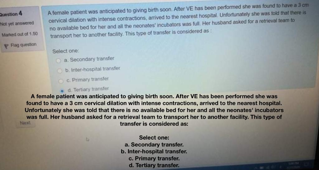 A female patient was anticipated to giving birth soon. After VE has been performed she was found to have a \( 3 \mathrm{~cm}