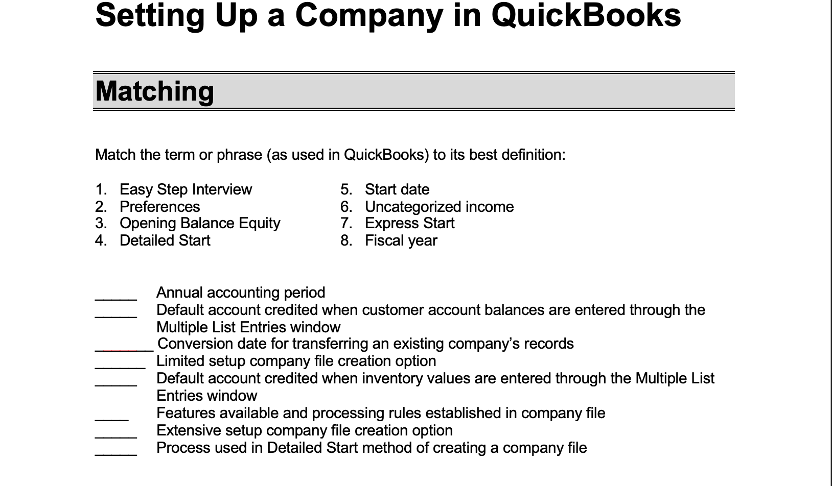 solved-setting-up-a-company-in-quickbooks-matching-match-the-chegg