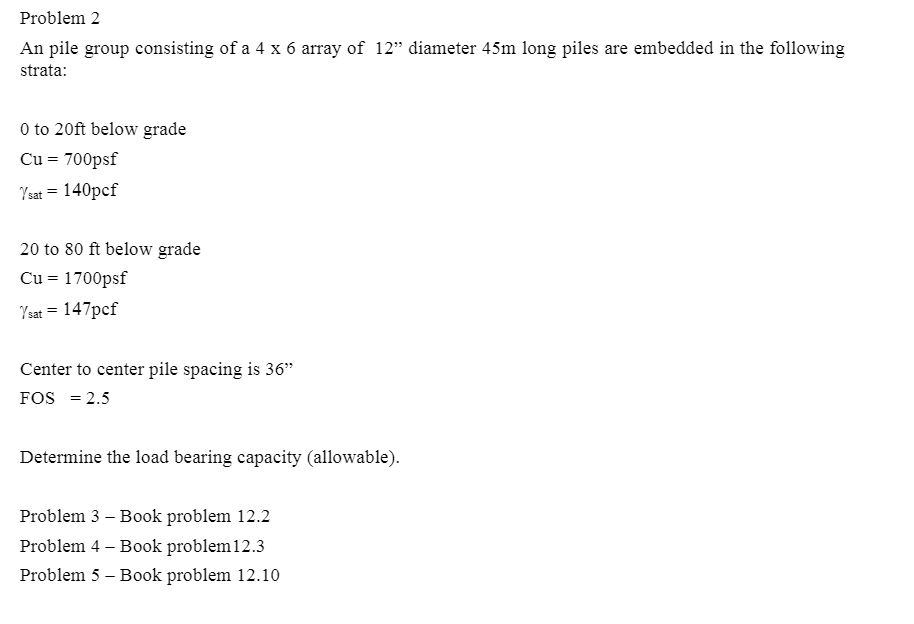 Solved Problem 2 An pile group consisting of a 4 x 6 array | Chegg.com