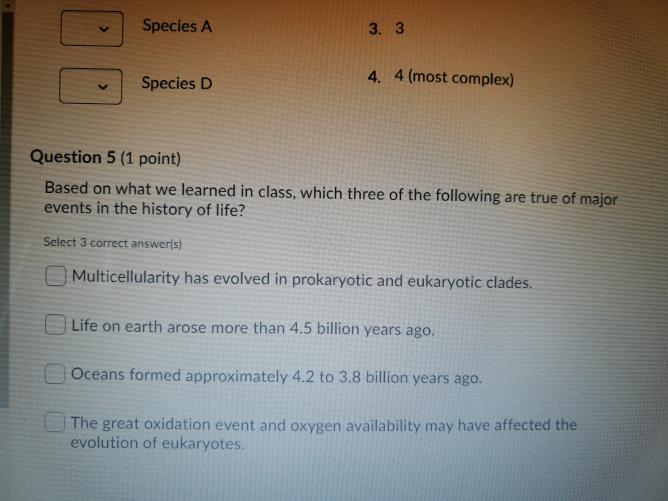 Solved Species A 3. 3 Species D 4. 4 (most complex) Question
