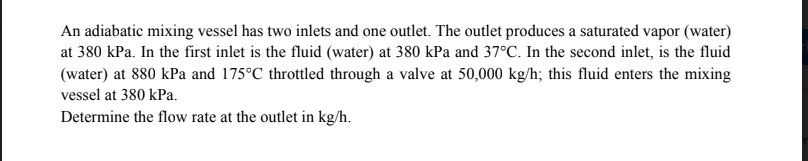 Solved An adiabatic mixing vessel has two inlets and one | Chegg.com