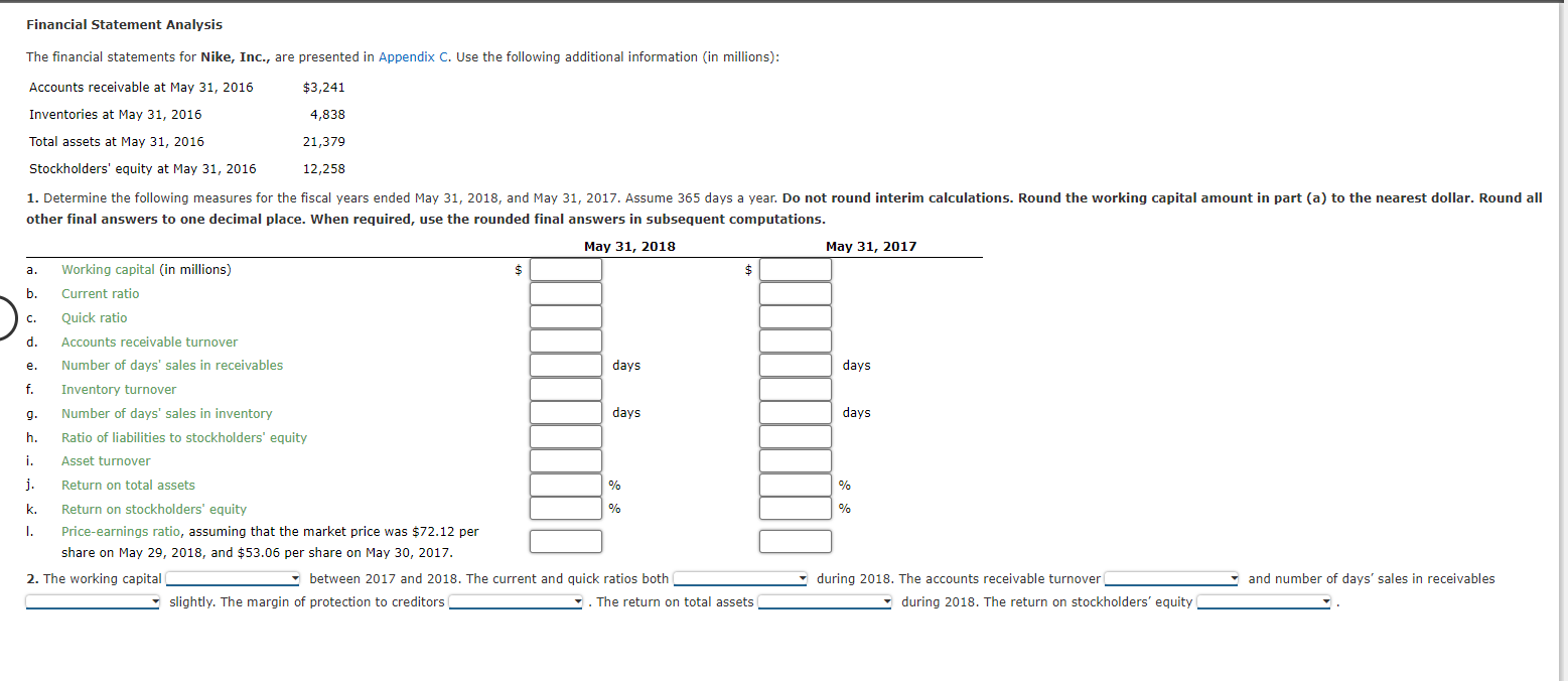 Solved Financial Statement Analysis The financial statements | Chegg.com