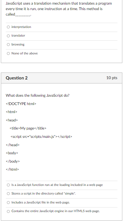 Solved JavaScript uses a translation mechanism that | Chegg.com