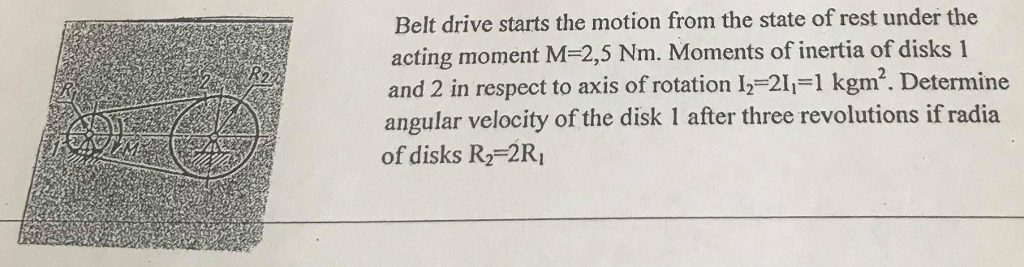 Solved Belt drive starts the motion from the state of rest | Chegg.com