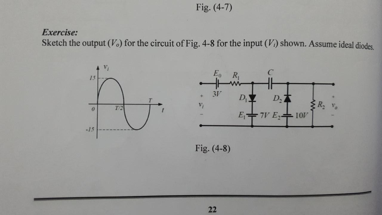 Solved Fig. (4-7) Exercise: Sketch the output (V.) for the | Chegg.com