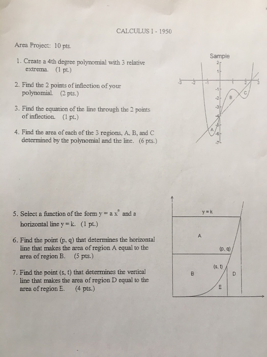 Calculus Project Examples Solved CALCULUS I-1950 Area Project: 10 pts. Sample 1. | Chegg.com