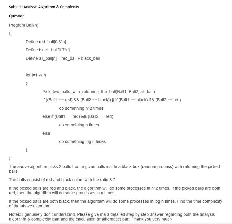 Solved Subject: Analysis Algorithm & Complexity Question: | Chegg.com