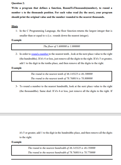 Solved Question 2: Write a program that defines a function, | Chegg.com