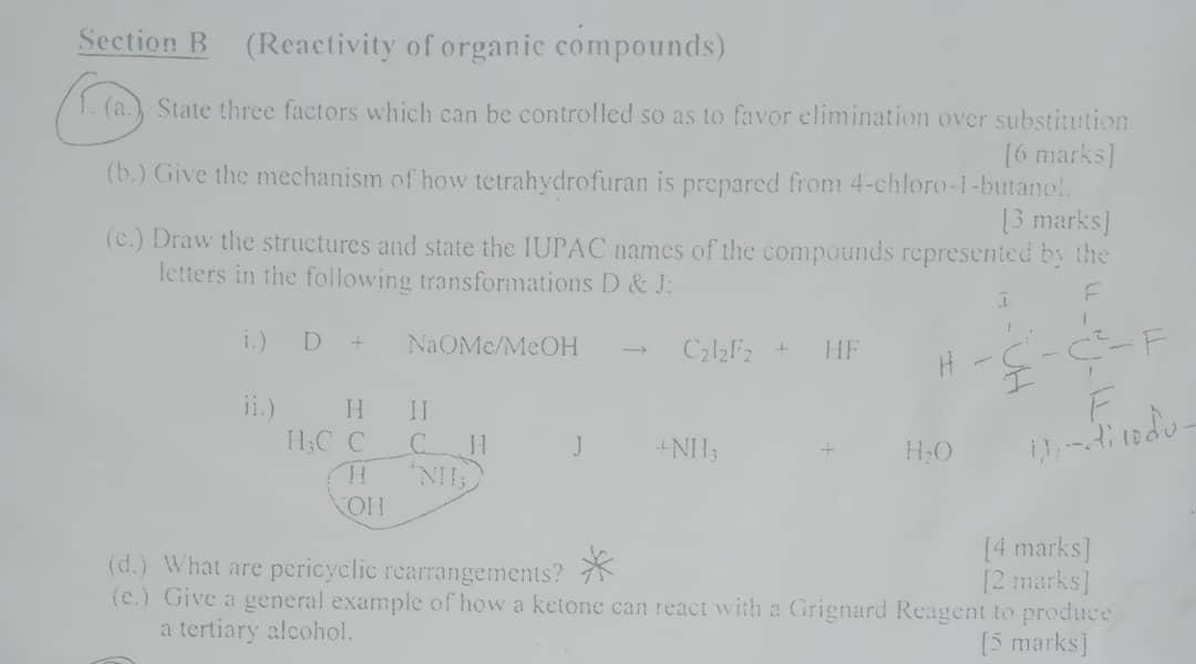 Solved Section B (Reactivity Of Organic Compounds) (a.) | Chegg.com