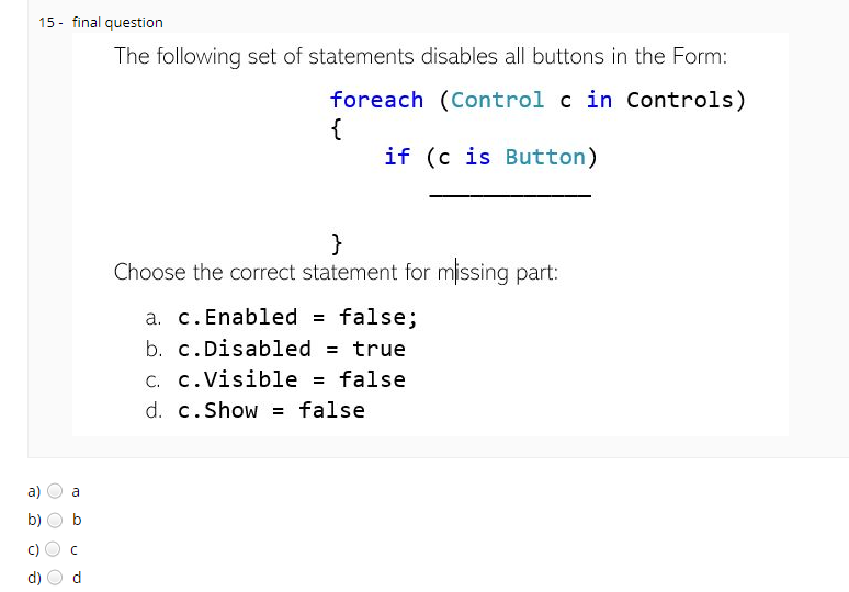 Solved 15 Final Question The Following Set Of Statements Chegg Com