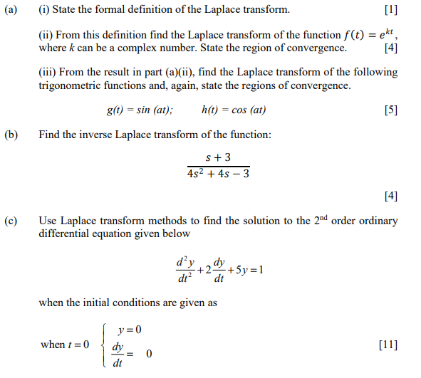 Solved (i) State the formal definition of the Laplace | Chegg.com