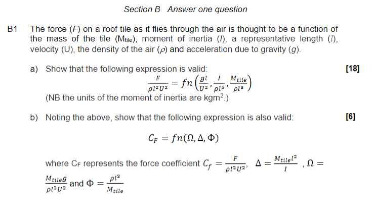 Solved Section B Answer One Question B1 The Force (F) On A | Chegg.com