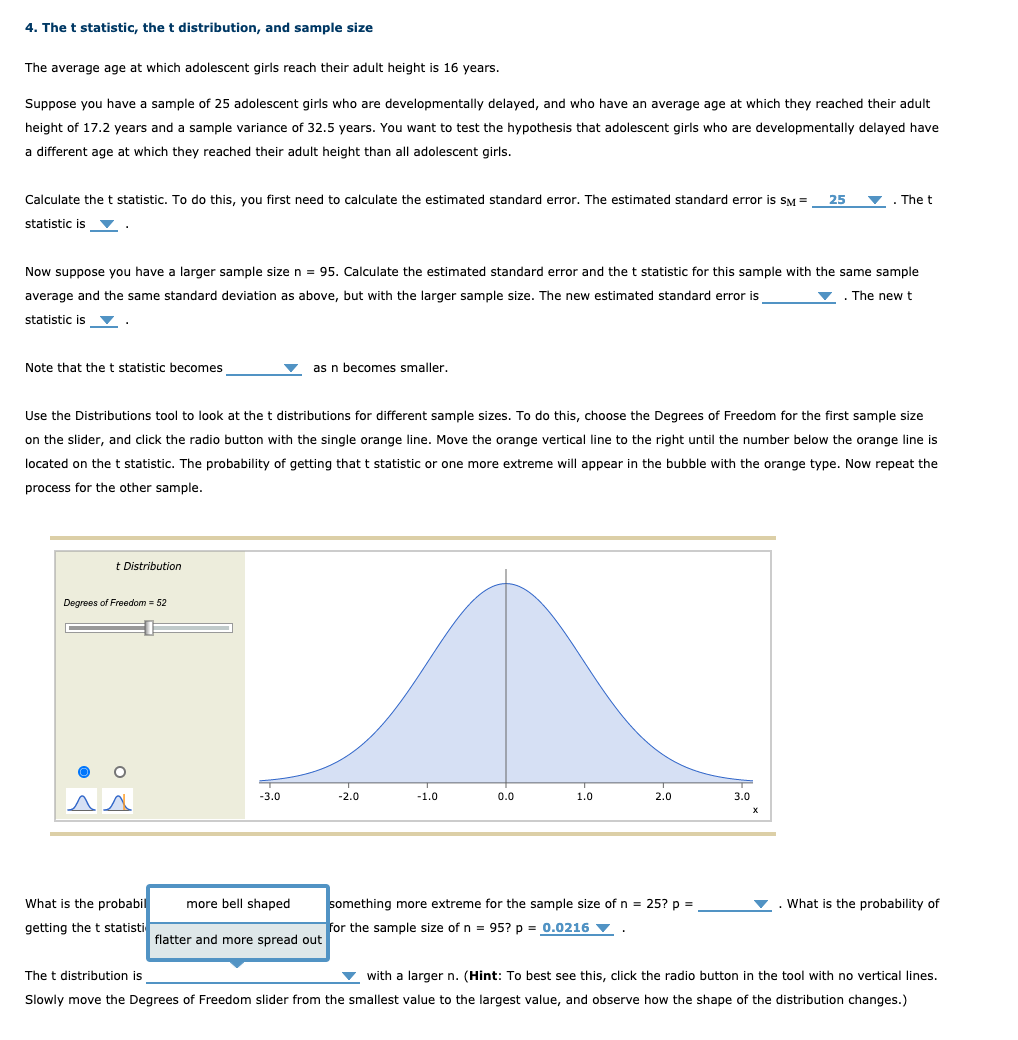 Solved The Average Age At Which Adolescent Girls Reach Their Chegg