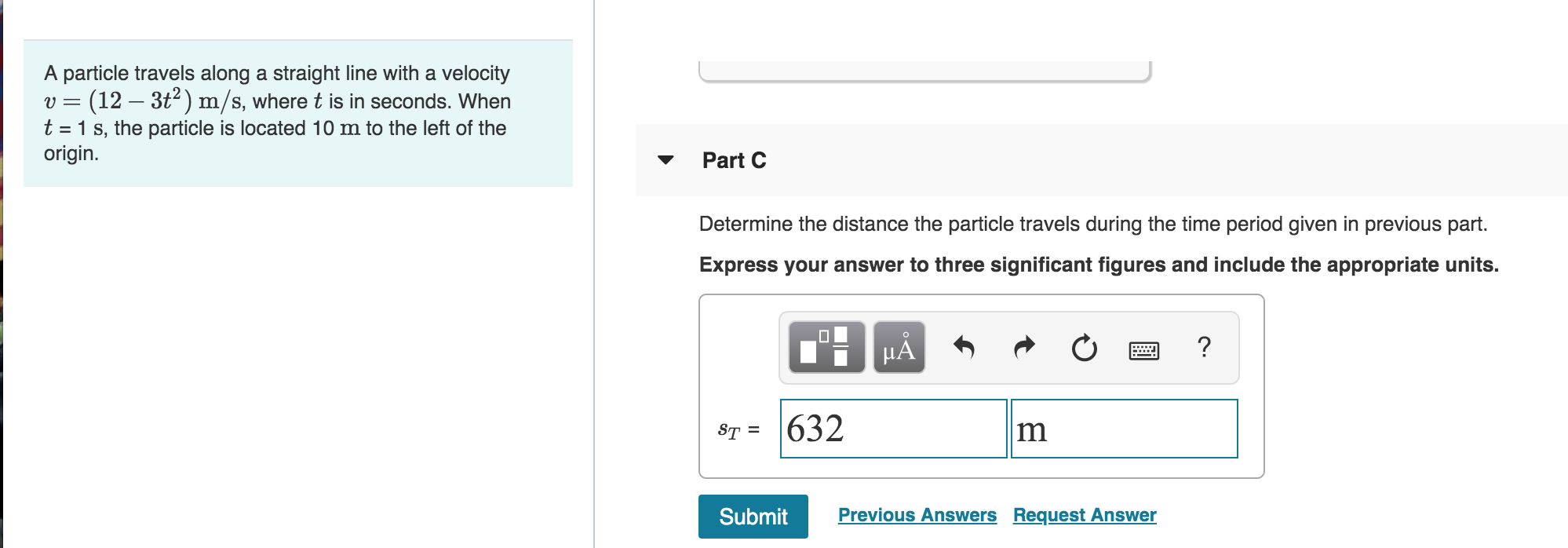 Solved 11 Review A Particle Travels Along A Straight Line Chegg Com