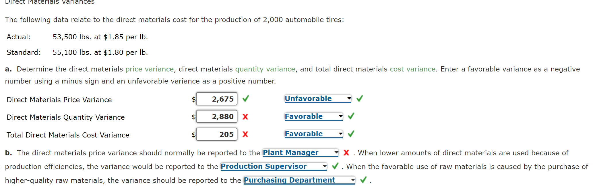 Solved Direct Materials Variances The Following Data Relate 4938