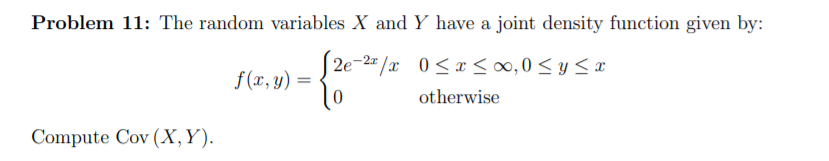 Solved Problem 11: The random variables X and Y have a joint | Chegg.com