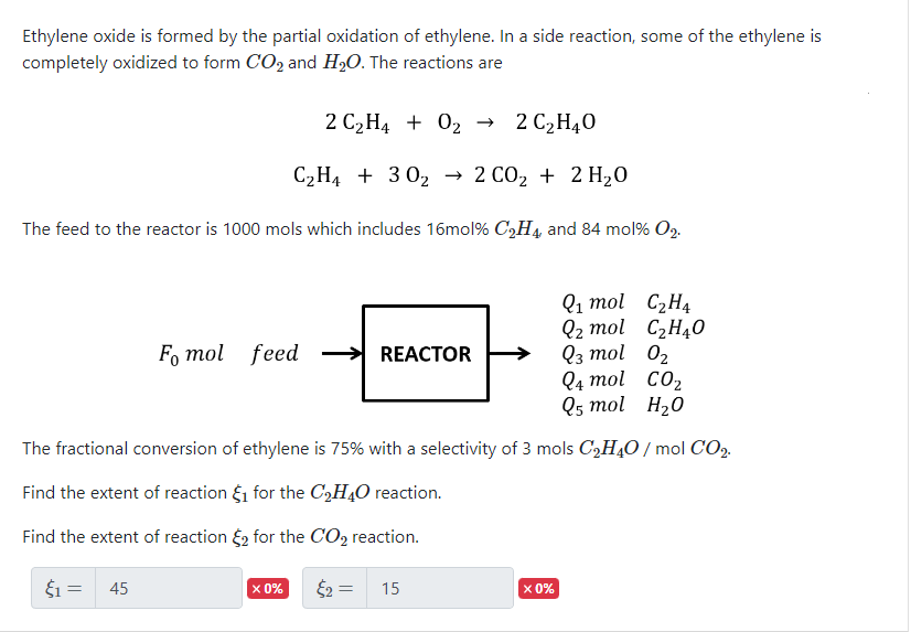 Solved Ethylene oxide is formed by the partial oxidation of