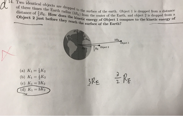 Solved . Two identical objects are dropped to t of three | Chegg.com