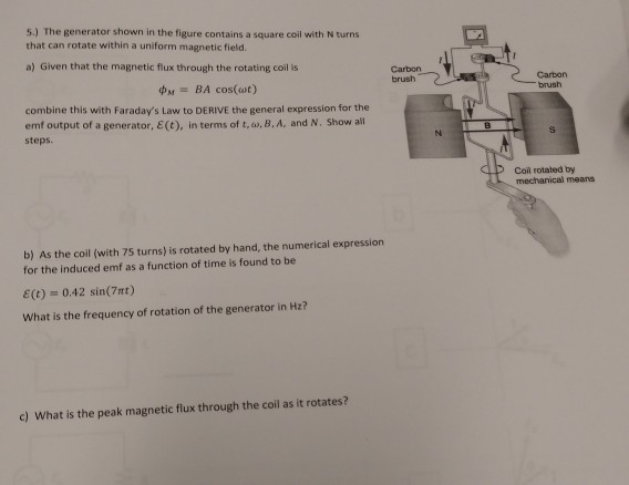 Solved 5.) The generator shown in the figure contains a | Chegg.com