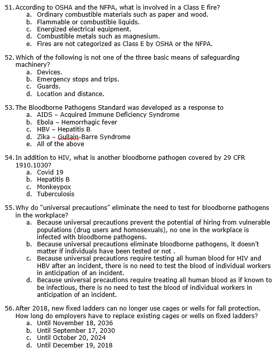 Solved 51. According To OSHA And The NFPA, What Is Involved | Chegg.com