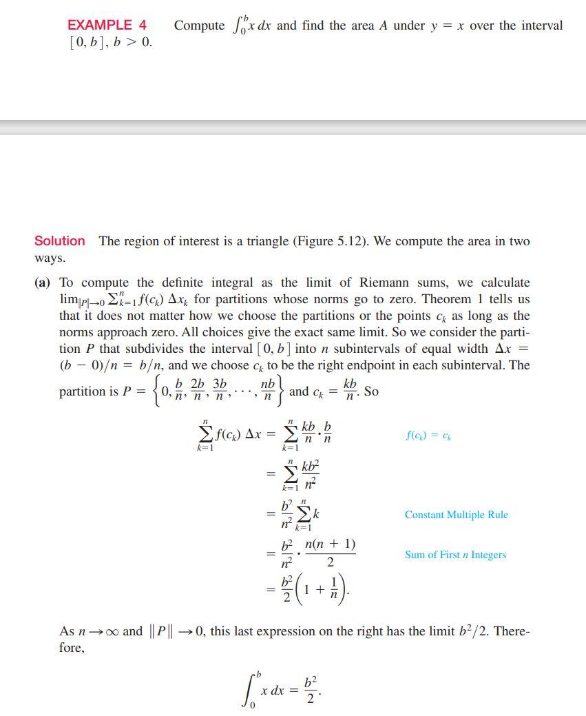Solved EXAMPLE 4 [0,b], b>0. Compute Sox dx and find the | Chegg.com