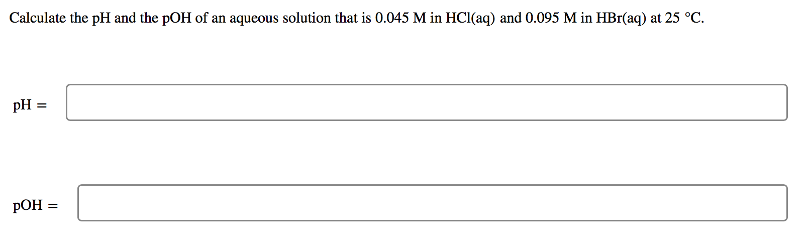 the ph of a 0.1 molar aqueous solution of hcl would equal