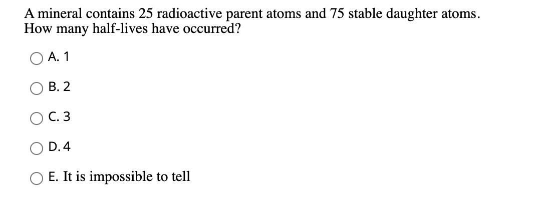 Solved A mineral contains 25 radioactive parent atoms and 75 | Chegg.com