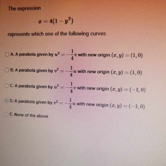 Solved The Expression 1 4 1 Y Represents Which One O Chegg Com