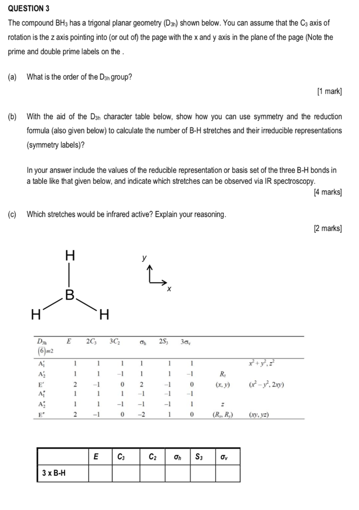 Solved QUESTION 3 The compound BH3 has a trigonal planar | Chegg.com