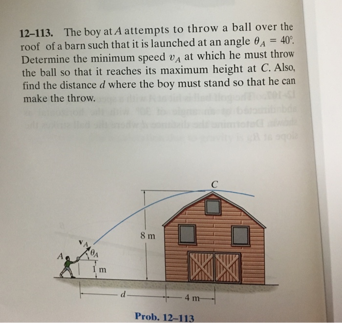 Solved The boy at A attempts to throw a ball over the roof