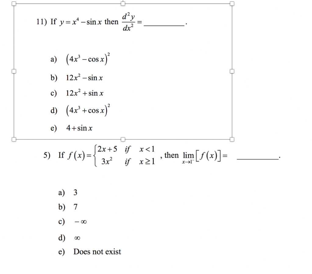 Solved 11 If Y X Sin X Then A 4x Cos X B 12x Chegg Com