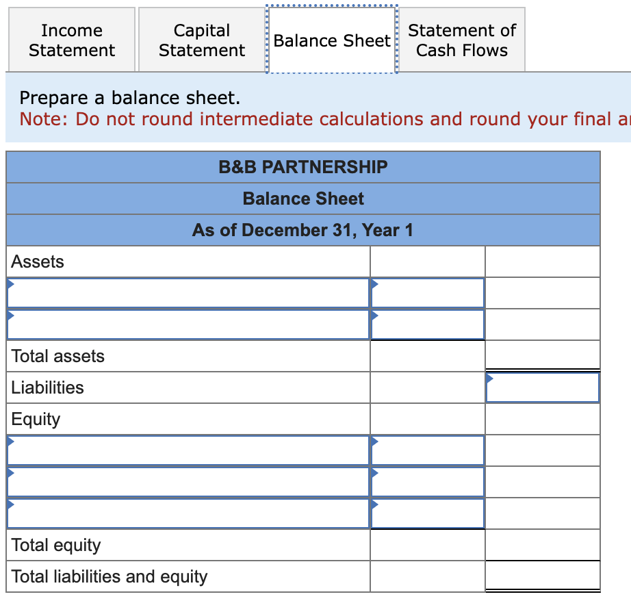 Solved Prepare a capital statement. Prepare a balance | Chegg.com