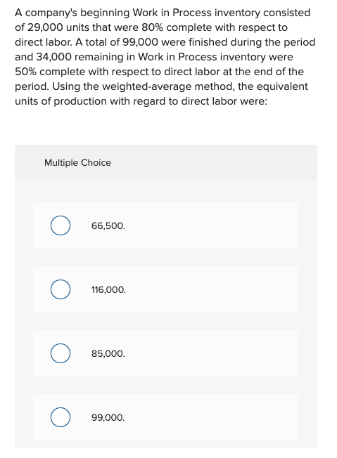 Solved A company's beginning Work in Process inventory | Chegg.com