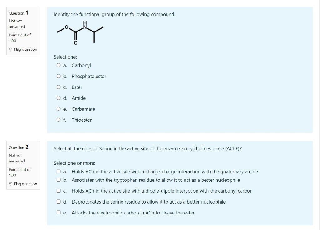 Solved Question 1 Identify the functional group of the | Chegg.com