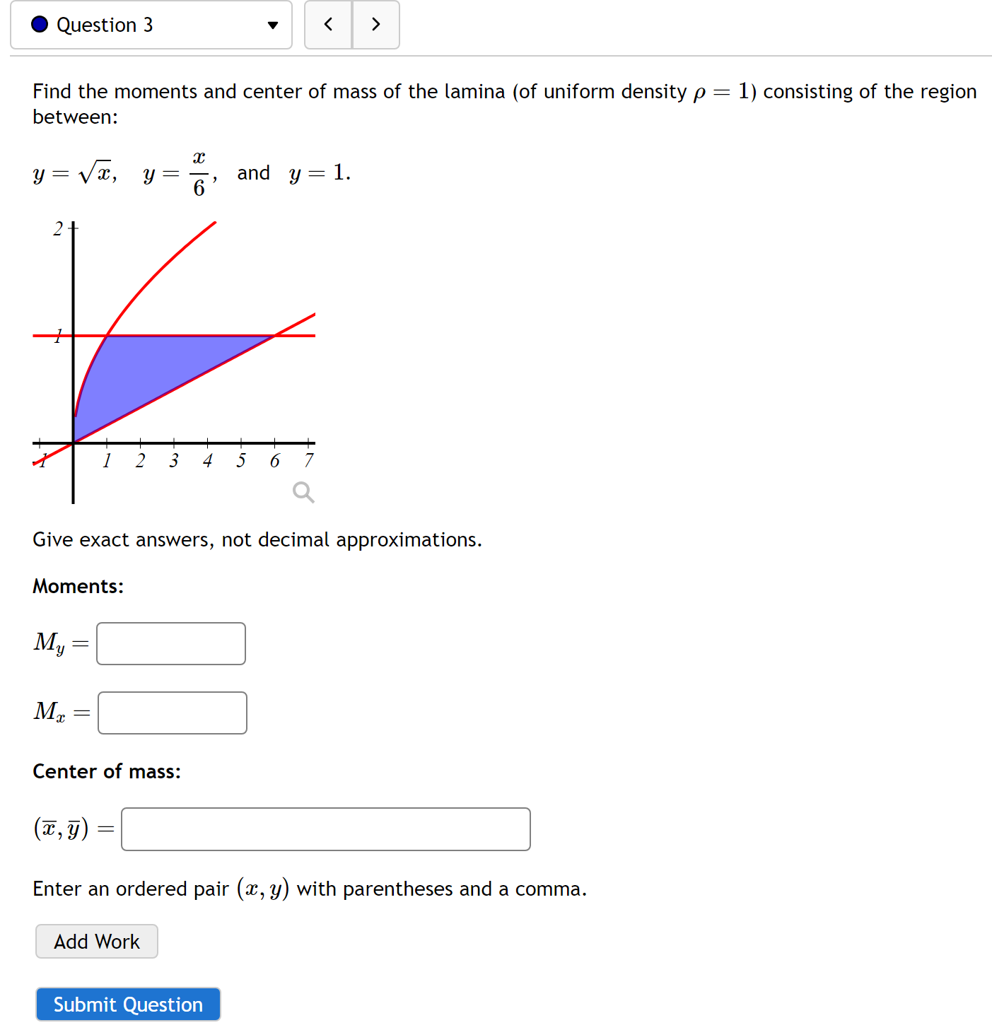 Solved Find the moments and center of mass of the lamina (of | Chegg.com