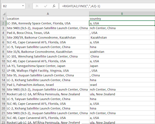 Solved I'm trying to take the country only from the location | Chegg.com